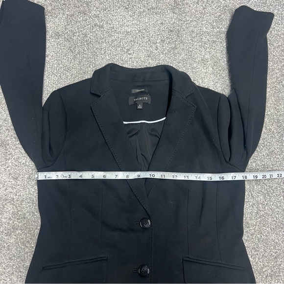 Talbots Blazer Womens Size 8 Black Aberdeen Jacket Double Button Knit Stretch - Picture 3 of 7